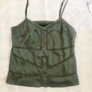 Banana Republic Green Satin Lace Trim camisole cami top blouse M